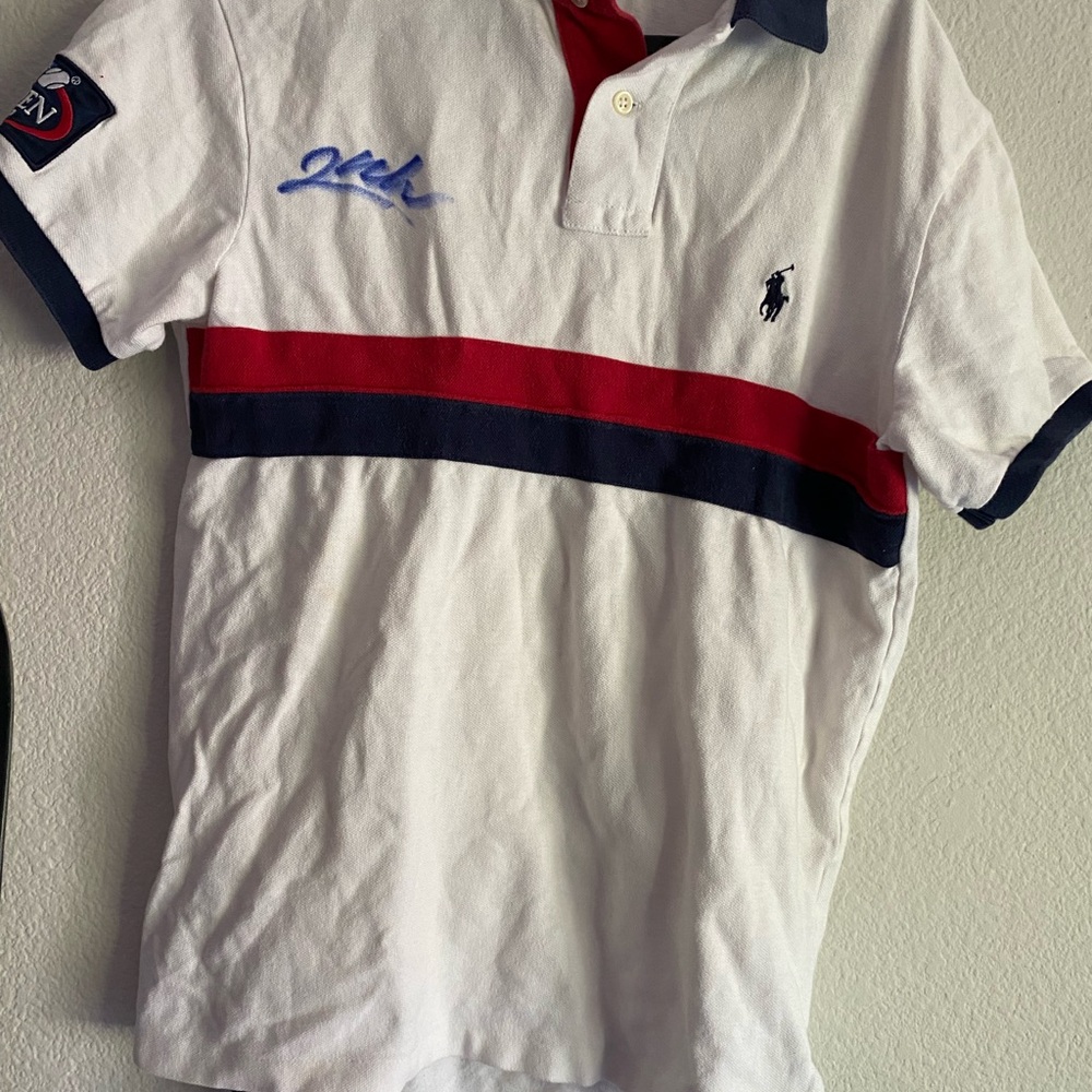 James Blake autographed 2011 U.S. open signed Ralph Lauren Tennis polo shirt